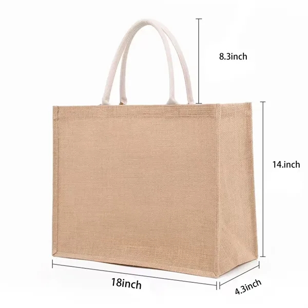 Reusable Burlap Sturdy Rounded Handles Jute Tote Bag - Reusable Burlap Sturdy Rounded Handles Jute Tote Bag - Image 1 of 8