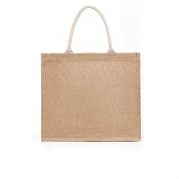 Reusable Burlap Sturdy Rounded Handles Jute Tote Bag - Reusable Burlap Sturdy Rounded Handles Jute Tote Bag - Image 2 of 8