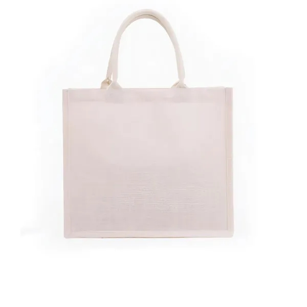 Reusable Burlap Sturdy Rounded Handles Jute Tote Bag - Reusable Burlap Sturdy Rounded Handles Jute Tote Bag - Image 4 of 8
