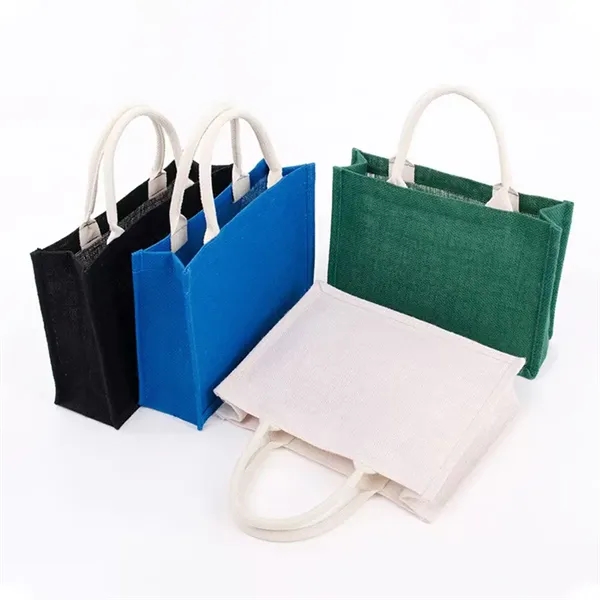 Reusable Burlap Sturdy Rounded Handles Jute Tote Bag - Reusable Burlap Sturdy Rounded Handles Jute Tote Bag - Image 7 of 8