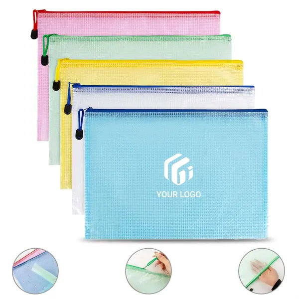 Office school supplies waterproof mesh pouch zipper file bag - Office school supplies waterproof mesh pouch zipper file bag - Image 0 of 4