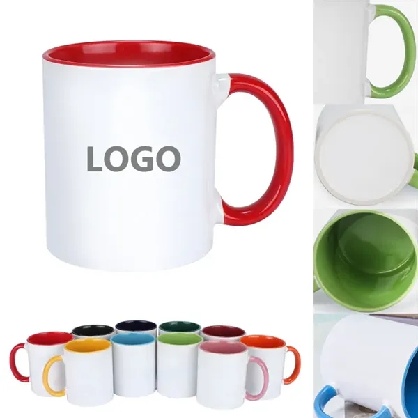 11 OZ Ceramic Mug with Colorful Interior & Handle - 11 OZ Ceramic Mug with Colorful Interior & Handle - Image 0 of 9