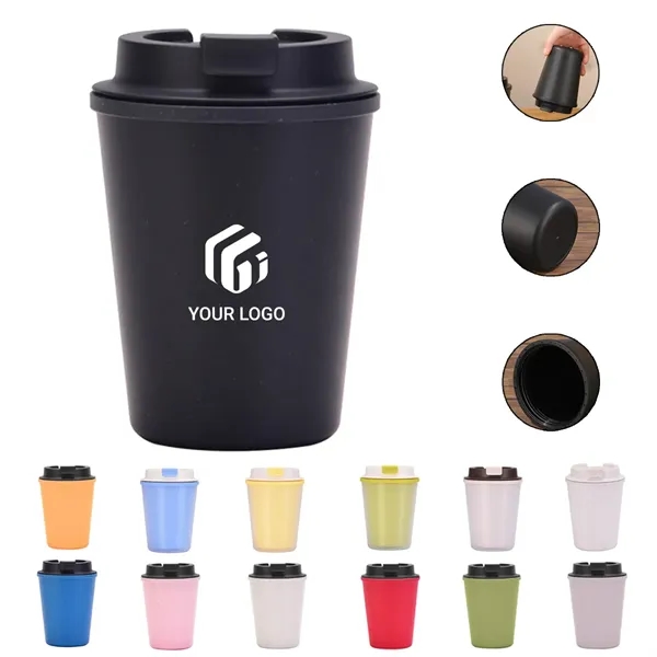 12oz portable leakproof wheat straw coffee cup with lid - 12oz portable leakproof wheat straw coffee cup with lid - Image 0 of 4