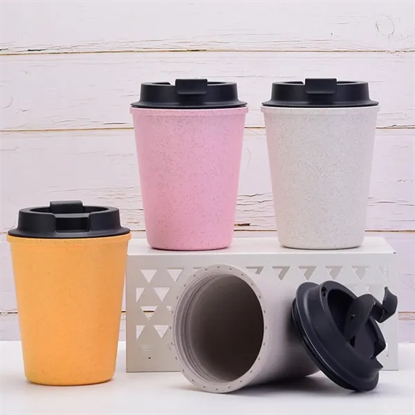 12oz portable leakproof wheat straw coffee cup with lid - 12oz portable leakproof wheat straw coffee cup with lid - Image 2 of 4