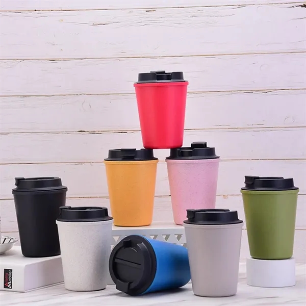 12oz portable leakproof wheat straw coffee cup with lid - 12oz portable leakproof wheat straw coffee cup with lid - Image 4 of 4