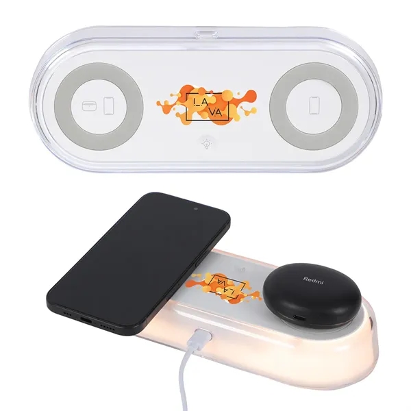 Twin Deck 2-in-1 Wireless Charger with Ambient Light - Twin Deck 2-in-1 Wireless Charger with Ambient Light - Image 0 of 0