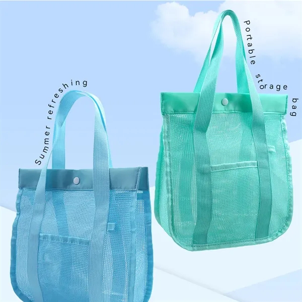 Foldable sandproof mesh pool tote beach bag with pockets - Foldable sandproof mesh pool tote beach bag with pockets - Image 2 of 4
