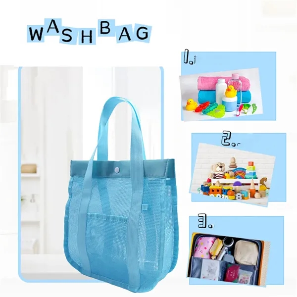 Foldable sandproof mesh pool tote beach bag with pockets - Foldable sandproof mesh pool tote beach bag with pockets - Image 4 of 4