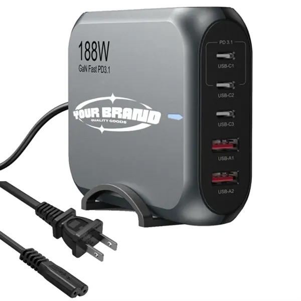 188W GaN Desktop 3C2A Multiport Fast Charger - 188W GaN Desktop 3C2A Multiport Fast Charger - Image 0 of 5