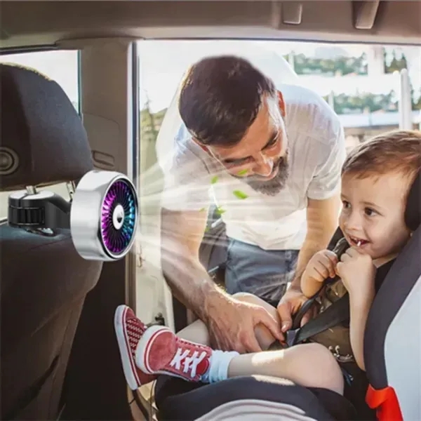 Portable Car Seat Fans 3 Speeds Strong Wind with LED Lights - Portable Car Seat Fans 3 Speeds Strong Wind with LED Lights - Image 1 of 3