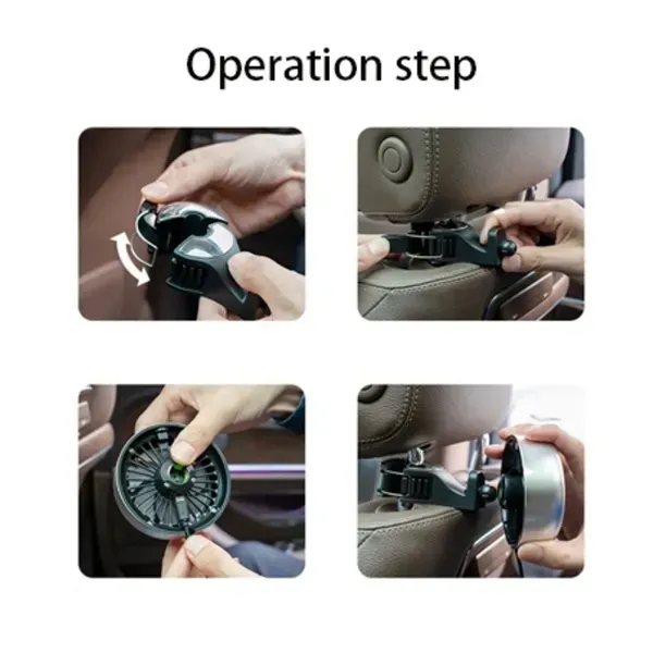 Portable Car Seat Fans 3 Speeds Strong Wind with LED Lights - Portable Car Seat Fans 3 Speeds Strong Wind with LED Lights - Image 2 of 3