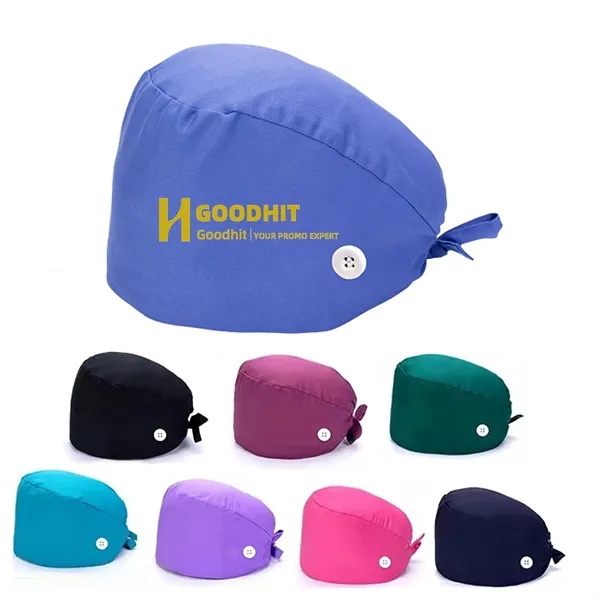 Doctor Nurse Head Cover Scrub Caps Surgical Hat w/ Button - Doctor Nurse Head Cover Scrub Caps Surgical Hat w/ Button - Image 0 of 1