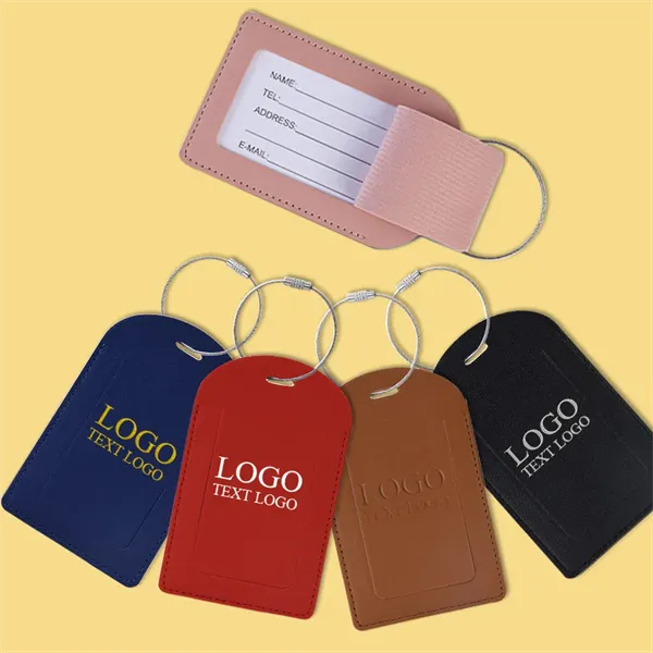 Vegan Leather Luggage Tag With Custom Logo - Vegan Leather Luggage Tag With Custom Logo - Image 0 of 16
