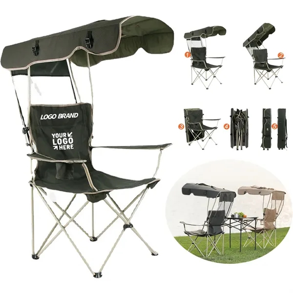 Foldable Portable Beach Chair With Canopy Shade - Foldable Portable Beach Chair With Canopy Shade - Image 0 of 2