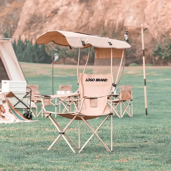 Foldable Portable Beach Chair With Canopy Shade - Foldable Portable Beach Chair With Canopy Shade - Image 2 of 2