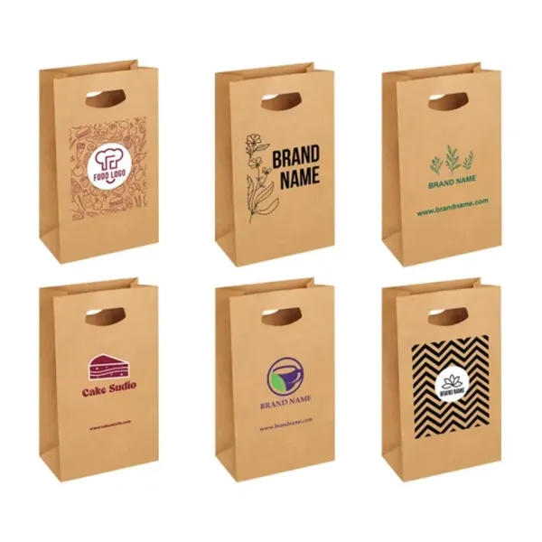 Printed Die-Cut Handle Bags - Brown (Double Sided) - Printed Die-Cut Handle Bags - Brown (Double Sided) - Image 2 of 4