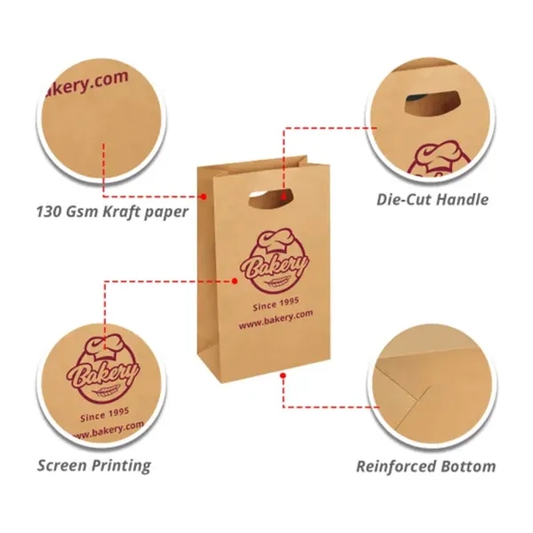Printed Die-Cut Handle Bags - Brown (Double Sided) - Printed Die-Cut Handle Bags - Brown (Double Sided) - Image 4 of 4