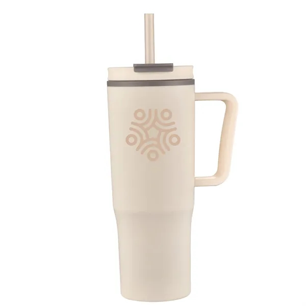 30oz Double Wall Plastic Travel Mug with Handle & Straw - 30oz Double Wall Plastic Travel Mug with Handle & Straw - Image 2 of 11