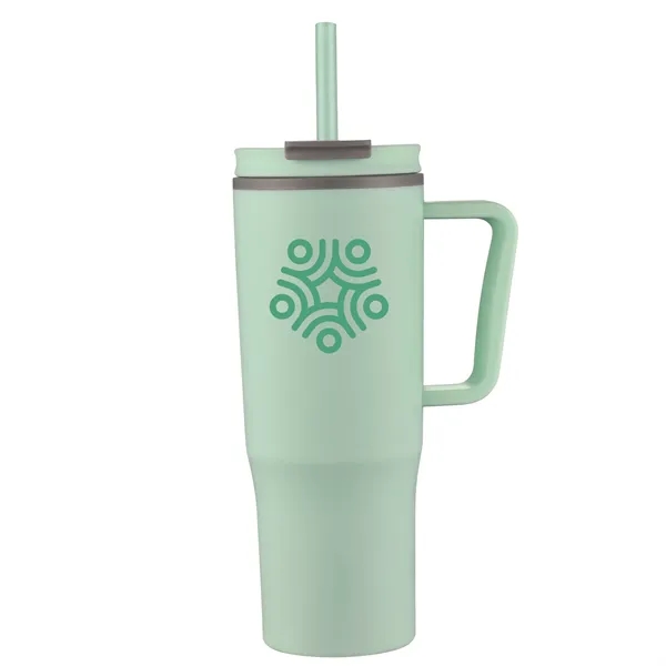 30oz Double Wall Plastic Travel Mug with Handle & Straw - 30oz Double Wall Plastic Travel Mug with Handle & Straw - Image 4 of 11