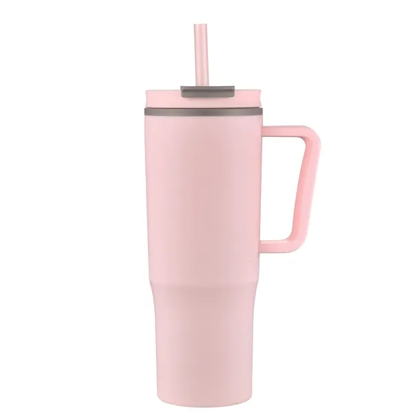30oz Double Wall Plastic Travel Mug with Handle & Straw - 30oz Double Wall Plastic Travel Mug with Handle & Straw - Image 7 of 11