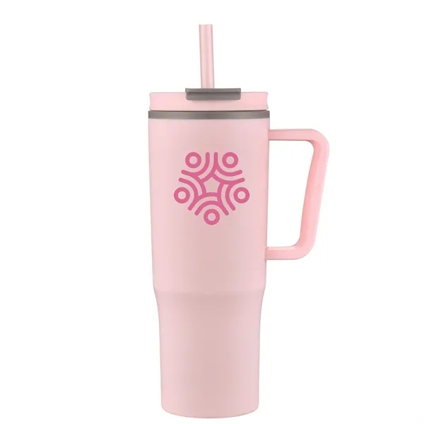 30oz Double Wall Plastic Travel Mug with Handle & Straw - 30oz Double Wall Plastic Travel Mug with Handle & Straw - Image 6 of 11