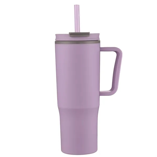 30oz Double Wall Plastic Travel Mug with Handle & Straw - 30oz Double Wall Plastic Travel Mug with Handle & Straw - Image 9 of 11