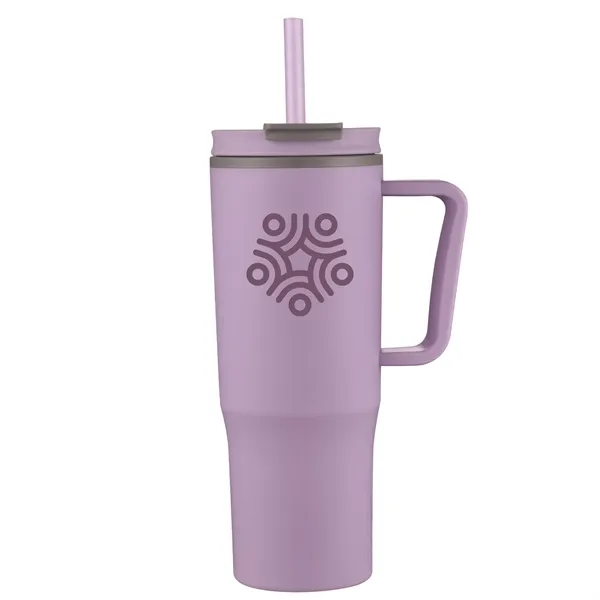30oz Double Wall Plastic Travel Mug with Handle & Straw - 30oz Double Wall Plastic Travel Mug with Handle & Straw - Image 8 of 11