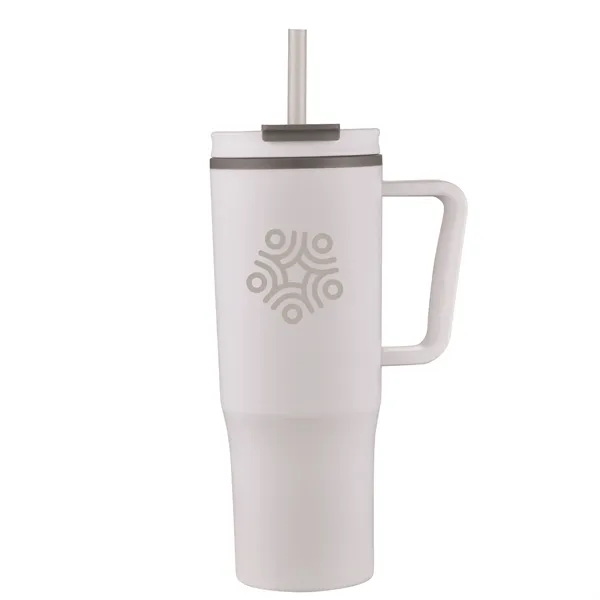 30oz Double Wall Plastic Travel Mug with Handle & Straw - 30oz Double Wall Plastic Travel Mug with Handle & Straw - Image 10 of 11