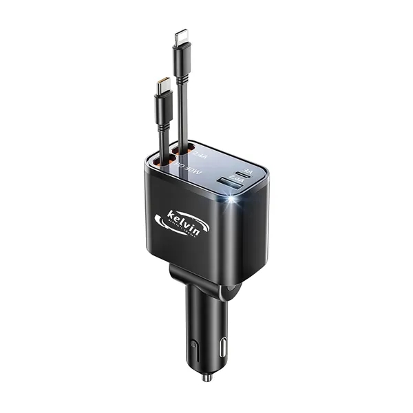 Fast Charging Retractable Car Charger For Phone USB C - Fast Charging Retractable Car Charger For Phone USB C - Image 0 of 4