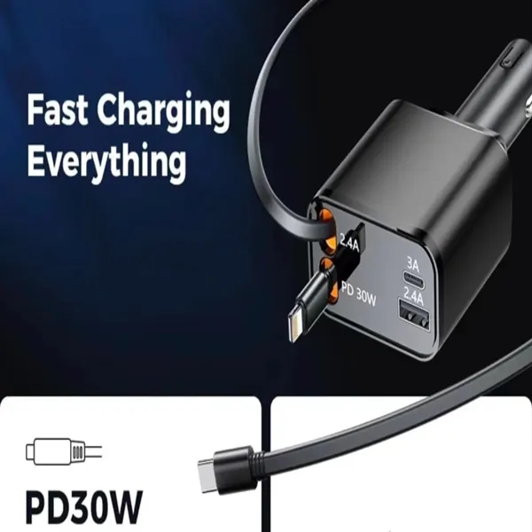Fast Charging Retractable Car Charger For Phone USB C - Fast Charging Retractable Car Charger For Phone USB C - Image 2 of 4