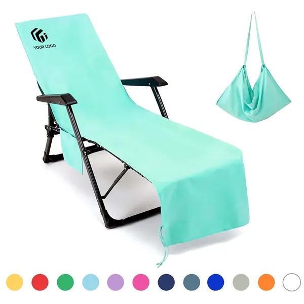 Beach chair towel chaise lounge cover with side pockets - Beach chair towel chaise lounge cover with side pockets - Image 0 of 4