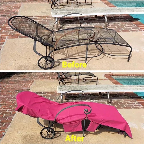 Beach chair towel chaise lounge cover with side pockets - Beach chair towel chaise lounge cover with side pockets - Image 2 of 4