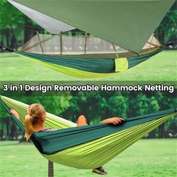 Portable Camping Hammock With Rian Fly And Mosquito Net - Portable Camping Hammock With Rian Fly And Mosquito Net - Image 1 of 3
