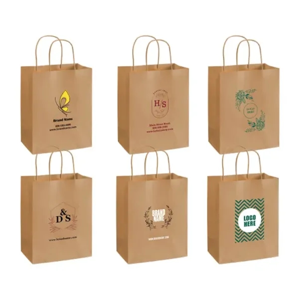 Printed Kraft Paper Shopping Bags (Single Sided) - Printed Kraft Paper Shopping Bags (Single Sided) - Image 3 of 5