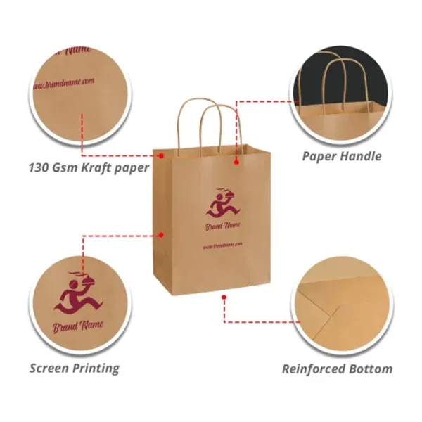 Printed Kraft Paper Shopping Bags (Single Sided) - Printed Kraft Paper Shopping Bags (Single Sided) - Image 5 of 5