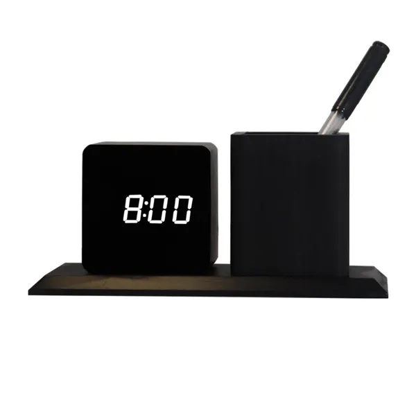 Wooden Multifunctional Pen Holder Alarm Clock - Wooden Multifunctional Pen Holder Alarm Clock - Image 1 of 3