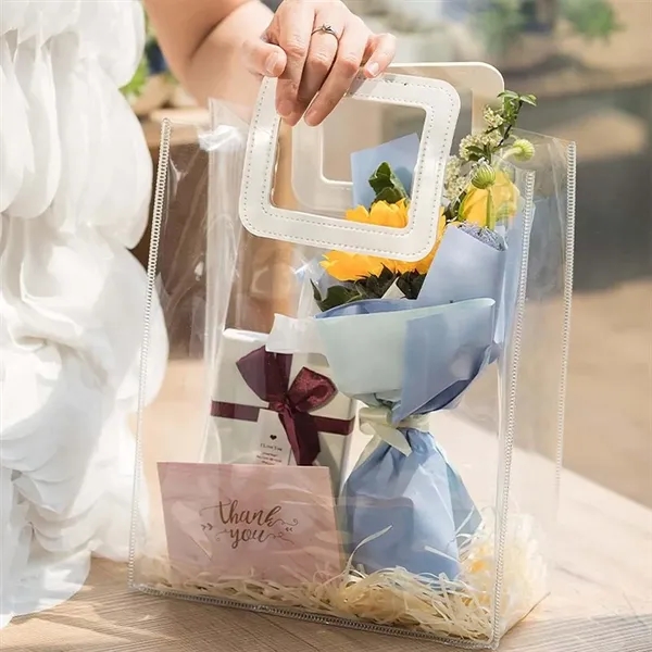 Reusable clear pvc shopping tote gift bag with handle - Reusable clear pvc shopping tote gift bag with handle - Image 2 of 4