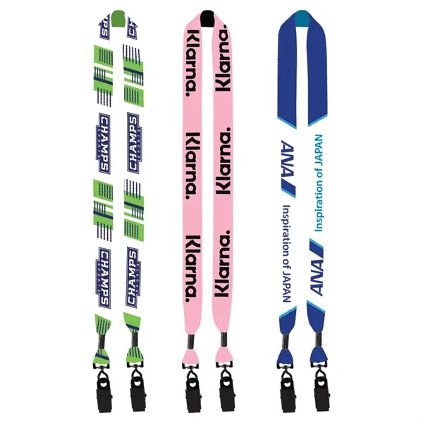 1" Double Ended Dye-Sublimated Lanyard with Metal Crimp & Me