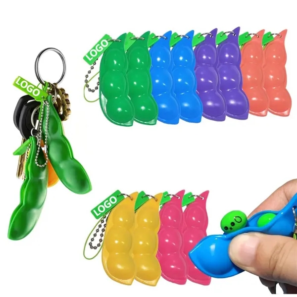 Squeeze-A-Bean Edamame Keychain Fidget Toys - Squeeze-A-Bean Edamame Keychain Fidget Toys - Image 0 of 5
