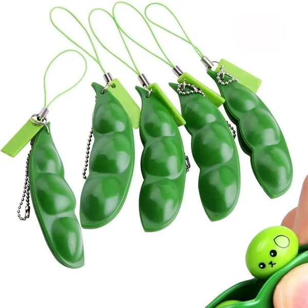 Squeeze-A-Bean Edamame Keychain Fidget Toys - Squeeze-A-Bean Edamame Keychain Fidget Toys - Image 3 of 5
