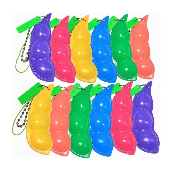 Squeeze-A-Bean Edamame Keychain Fidget Toys - Squeeze-A-Bean Edamame Keychain Fidget Toys - Image 4 of 5