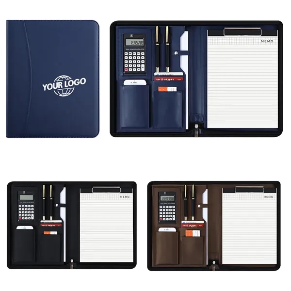 A4 Multifunctional Zipper Document Holder with Calculator - A4 Multifunctional Zipper Document Holder with Calculator - Image 0 of 5
