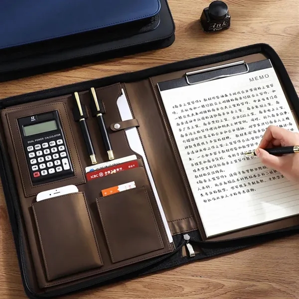 A4 Multifunctional Zipper Document Holder with Calculator - A4 Multifunctional Zipper Document Holder with Calculator - Image 4 of 5