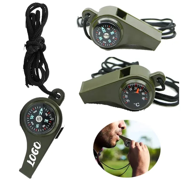 3 in 1 Emergency Whistle with Survival Compass Thermometer - 3 in 1 Emergency Whistle with Survival Compass Thermometer - Image 0 of 4
