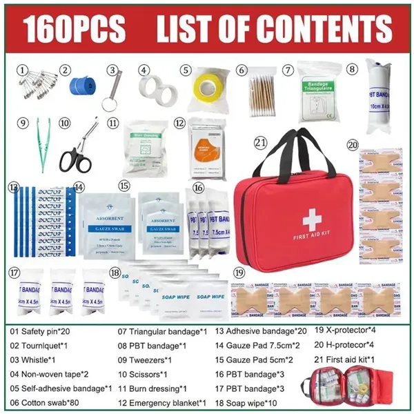 160PCS Emergency First Aid Kit - 160PCS Emergency First Aid Kit - Image 2 of 3