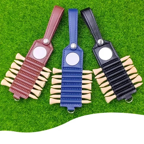 Golf Tee Holder Leather Bag with 7 Tees Holder 1 Ball Tag - Golf Tee Holder Leather Bag with 7 Tees Holder 1 Ball Tag - Image 1 of 5