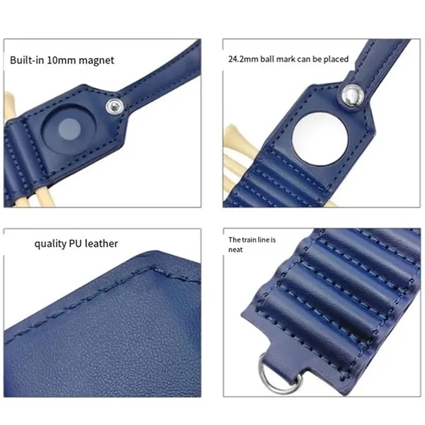 Golf Tee Holder Leather Bag with 7 Tees Holder 1 Ball Tag - Golf Tee Holder Leather Bag with 7 Tees Holder 1 Ball Tag - Image 3 of 5