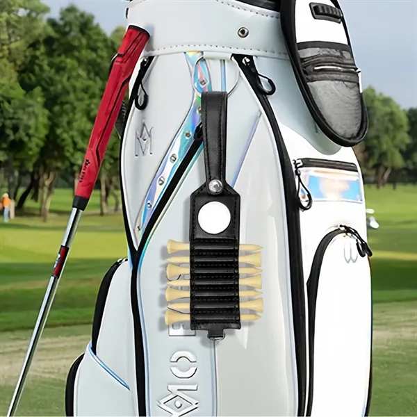 Golf Tee Holder Leather Bag with 7 Tees Holder 1 Ball Tag - Golf Tee Holder Leather Bag with 7 Tees Holder 1 Ball Tag - Image 4 of 5