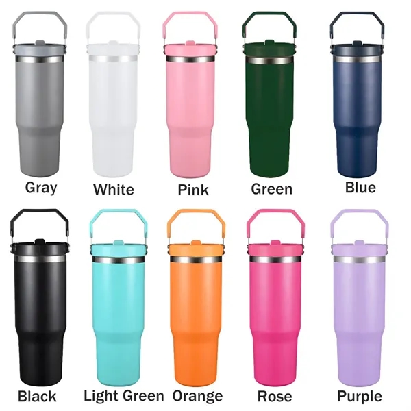 30oz Stainless Steel Insulated Water Bottle with Straw - 30oz Stainless Steel Insulated Water Bottle with Straw - Image 2 of 5