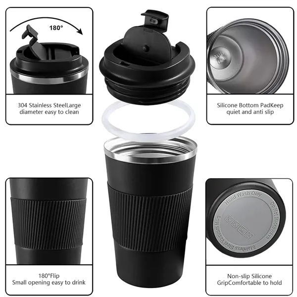 17 oz Stainless Steel Insulated Coffee Tumbler with Lids - 17 oz Stainless Steel Insulated Coffee Tumbler with Lids - Image 2 of 5